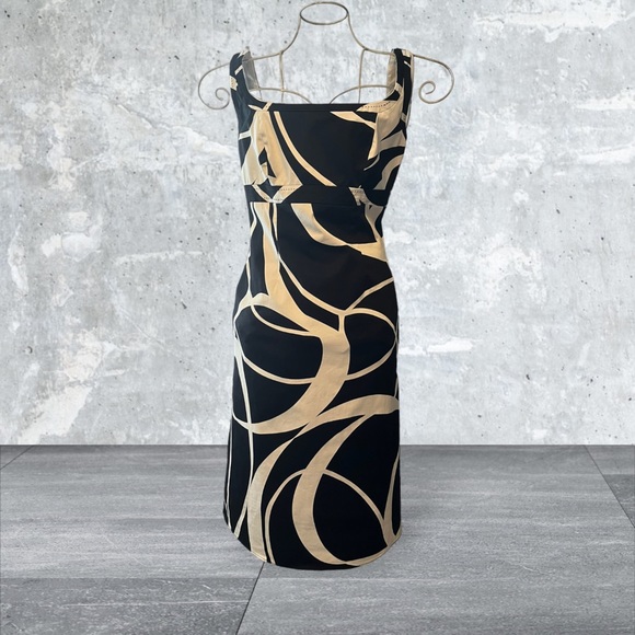 DEBENHAMS DEBUT BLACK WHITE MIDI DRESS size 8 - Picture 2 of 8